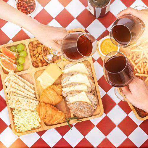 Charcuterie Boards, Bamboo Charcuterie Board with Lid, Cheese Board with Buckle Locking, Cutting Boards for Kitchen, House Warming Gifts New Home, Gifts for Women, 6 Compartments