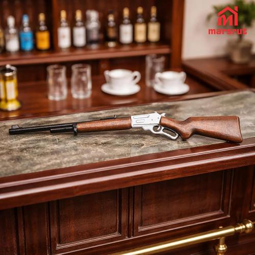 4pcs Miniature Rifle, 1/12 Scale Gun Dollhouse Models, Tiny Fake Sniper Accessory, Mini Hunting Shotgun Figurine Miniatures Parts Items for Small Retro Garden, Western Farm Decoration, Crafts, Long