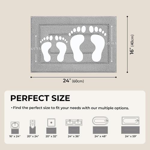 GRANNY SAYS Gray Bathroom Rugs, Bath Mats for Bathroom Non-Slip, Super Soft and Water Absorbent, Microfiber Bath Rugs, Machine Wash Dry, Bath Rugs for Floor, Tub and Shower, 16 x 24
