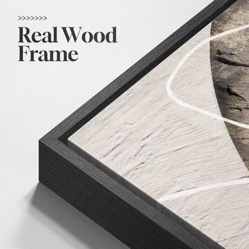 Size 24x36 Large Framed Neutral Abstract Wall Art for Living Room, 3 Piece Modern Canvas Prints Paintings Artwork for Walls, Black and Beige Pictures for Living Room Hallway Stair Office Wall Decor 24x36 Inch