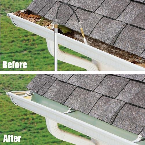 12FT Telescopic Gutter Cleaning Tools - Long Reach Cleaner with Hose Copper Attachment