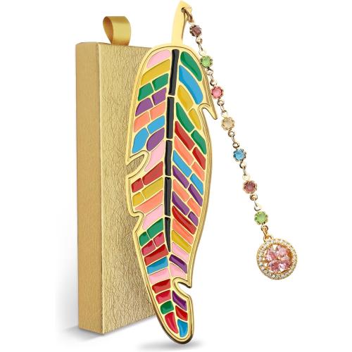 Metal Feather Bookmark Cute Multicolor Book Accessories Gifts for Women Teacher Readers Book Lovers for Christmas Birthday Mother's Day Valentine's Day (Gold)