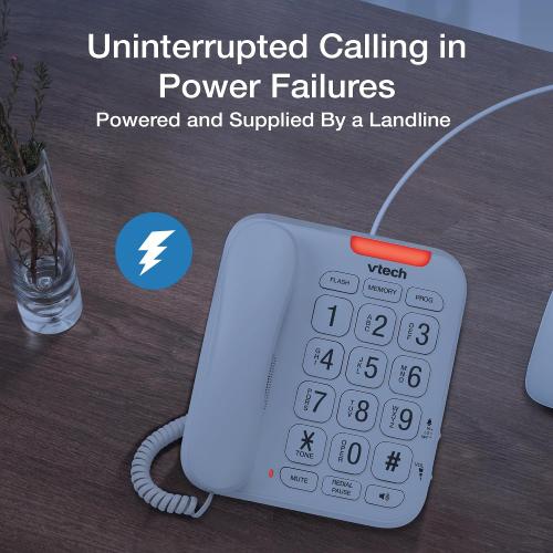 VTech SN1107 Corded Phone with Oversized High-Contrast Buttons, Talking Digits for Seniors, 10 Number Speed Dial, Visual Ringer, Full-Duplex Speakerphone