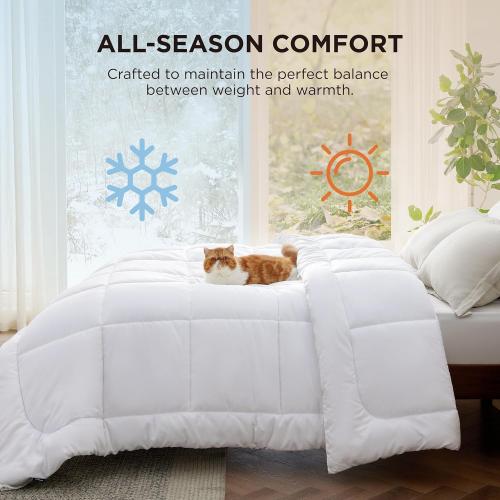 Bedsure Comforter Duvet Insert - Quilted Comforters Full Size, All Season Duvet, GentleSoft Down Alternative Bedding Blanket, with 8 Tabs, Gifts for Women/Men, White, Full 86 x 82 Inches