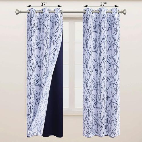 Mix and Match Curtains - 2 Pieces Branch Print Sheer Curtains and 2 Pieces Blackout Curtains for Bedroom Living Room Grommet Window Drapes,