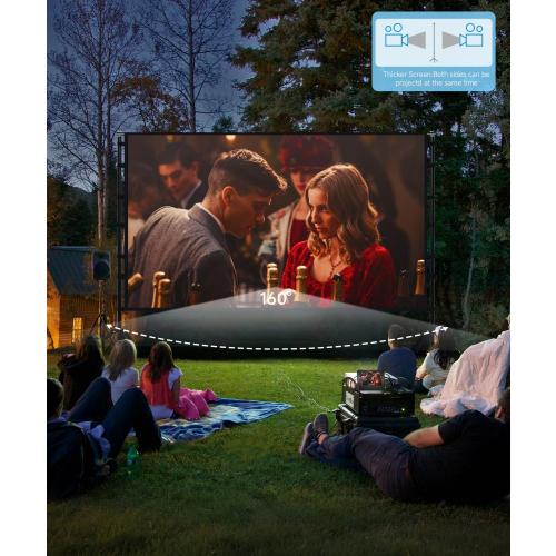 Projector Screen with Stand - 150 Inch Portable Projector Screens Outdoor Indoor Projector Screen 16:9 4K HD Outdoor Movie Screen with Carry Bag,Enioy Home Theater Projection Screen