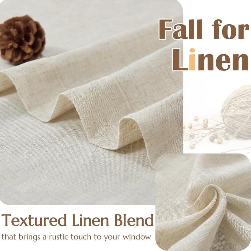 jinchan Pinch Pleated Linen Blend Curtains 54 Inch 2 Panels Light Filtering Modern Farmhouse Back Tab Drapes for Living Room Bedroom Beige