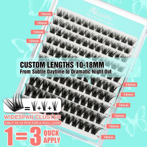 No Glue Needed Lashes, Self Adhesive Eyelashes, DIY Lash Cluster Extensions Kit 10‑18mm,120pcs Fluffy D Curl Soft Natural Lashes with Tweezers–Fake Cat Eye Wispy Individual Clusters 1-5-L