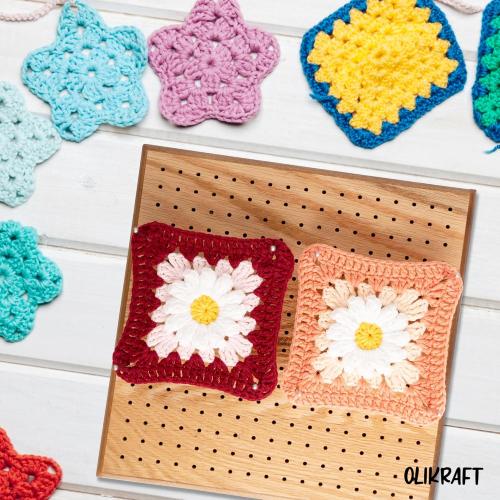Olikraft 9.5 Crochet Blocking Board with Pegs 50 Pins - Granny Square Blocking Boards for Crochet Projects - Yarn Supplies Tools and Accessories and Gadgets