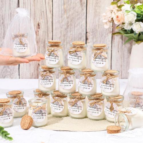 20 Pcs Boho Baby Shower Favors Party Candle Lavender Scented Glass Mason Jar Wax Candle Bulk for Guests Girl Boy Gender Reveal Party Gifts(Khaki)