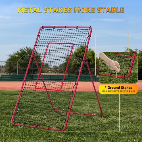 Adjustable Volleyball Rebounder Net, Volleyball Training Equipment Bounce Back Net with5 Rebound Angles Neon Target and Bungee Cords for Pitching, Throwing and Catching
