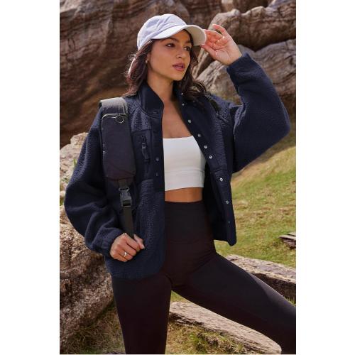 Nirovien Womens Fuzzy Fleece Jacket Button Down Sherpa Coats Casual Winter Warm Outwear with Pockets