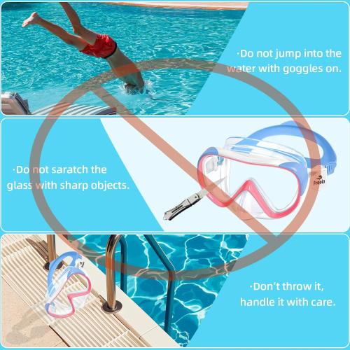 Freela Kids Swimming Goggles for 4-16 with Nose Cover, Anti-Fog No Leakage