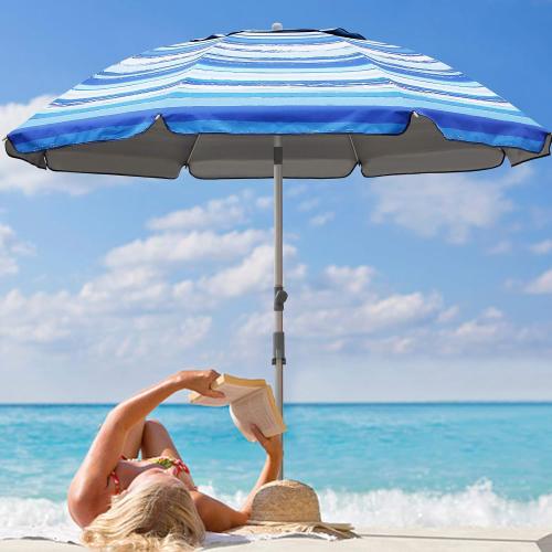 Blissun 7.2' Beach Umbrella with Sand Anchor, Outdoor Portable Beach Umbrella for Sand with Tilt Pole, Carry Bag, Air Vent
