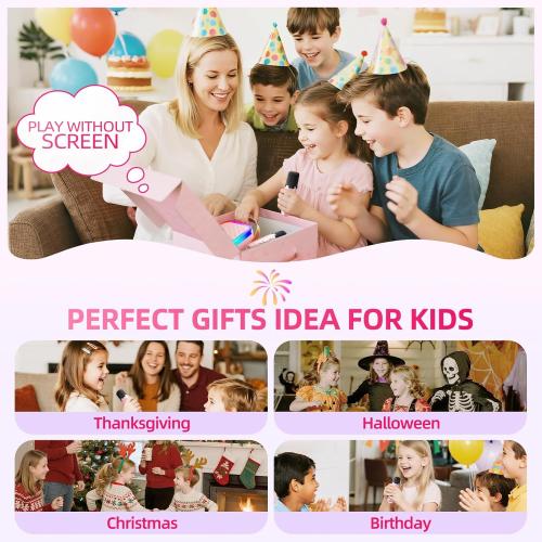 Kinglucky Mini Karaoke Machine for Kids, Top Birthday Gift Pick for Girls Ages 3, 4, 5, 6, 7, 8, 9, 10, 11, 12 Years Old, Kids' Personal Video Players Accessories with 2 Mics Valentines Day Gifts Pink