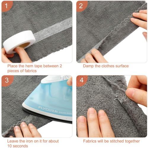 Boao 100 Yards Iron on Hemming Double Sided Fabric Tapes, 1/2 Inches