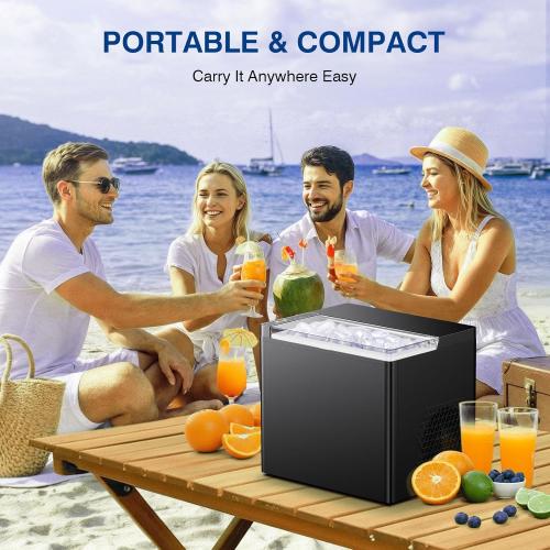 ORFLROA Ice Makers Countertop, 9 Ice Cubes in 6 Mins Portable Ice Maker, 2 Sizes of Bullet Ice (S/L) Small Ice Machine for Home Kitchen Camping (Inky)