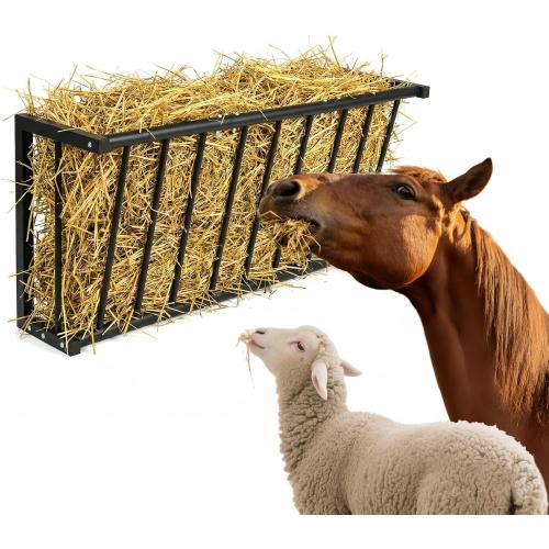 Wall Mount Hay Rack for Goats, Sheep, Horses – Heavy Duty 25 Gallon Livestock Hay Feeder, Hanging Blanket Holder with Rust Resistant Coating, Space Saving Farm Goat Feeder for Indoor, Outdoor Use