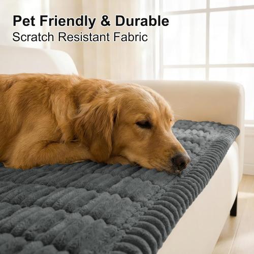 Smiry Couch Cover for Dogs Washable, Non Slip Fuzzy Pet Couch Covers for 3 Cushion Sofa Pet Friendly, Thick Soft Sofa Slipcovers Cushion Protector (Dark Grey, 27.6 x 59)