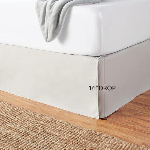 King size Amazon Basics Lightweight Pleated King Size Bed Skirt, Fade Resistant, Machine Washable, King, Light Grey, Solid