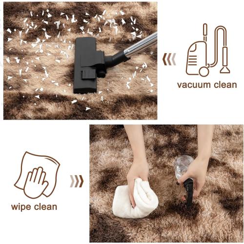 Large Area Rugs 9x12 Living Room, Ultra Fluffy Fuzzy Shag Rug for Bedroom, Modern Plush Soft High Pile Upgrade Non-Slip Carpet for Kids Girls and Boys Room Decor, Tie-Dyed Brown