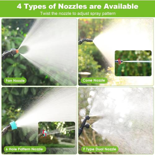 Size 32 inch Battery Powered Sprayer Wand, 32 Inch Garden Sprayer Telescopic Wand with 3 Adjustable Speeds, Battery Indicator, 26.2 FT Hose, 7.4V Rechargeable Water Sprayer Wand with 4 Adjustable Nozzles & Filter