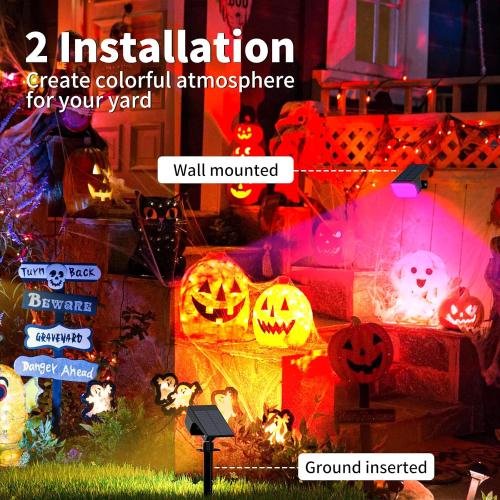 Solar Spot Lights Outdoor Color Changing, [7 Mode/12 Pack] Christmas Landscape Spotlights, Solar Light Outdoor Waterproof, Led Powered Flood Light for Outside Pathway Yard Garden Tree Halloween