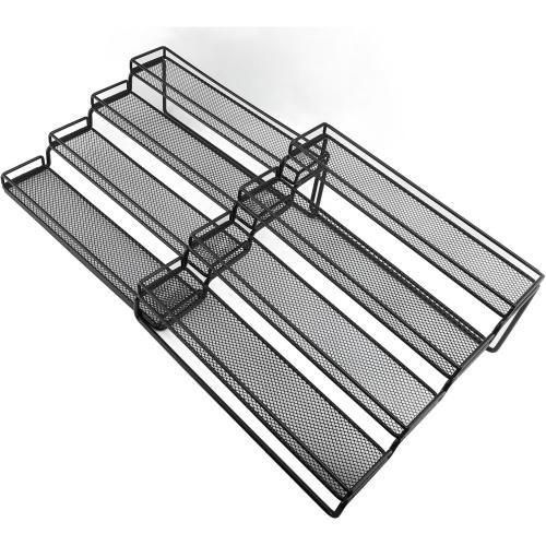 Condient Rack Organizer for Cabinet, 4 Tier Seasoning Step Storage Organizer, Adjustable Metal for Countertops & Cabinets with Stable Frame