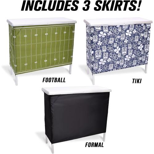 GoBar Portable Bar Table for Events - Black, or LED - Pop Up Mobile Bartending Station with Travel Carrying Case