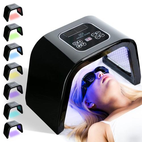 Black 7 Color LED Light Machine Face Mask - Esthetician Supplies, Home Beauty Machine For Skin Care - Face Mask Skin Care - LED Mask For Facial Care - Black, Spa, Home Salon