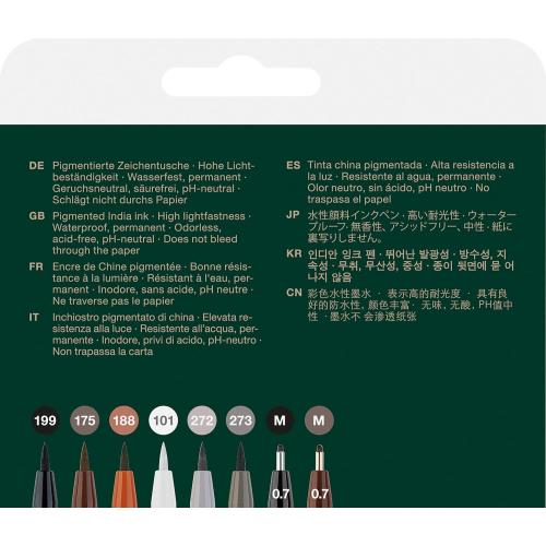 Faber-Castell Art & Graphic Pitt Artist Pen Brush India Ink Pen, Classic, Wallet Of 8, For Art, Craft, Drawing, Sketching, Home, School, University, Colouring