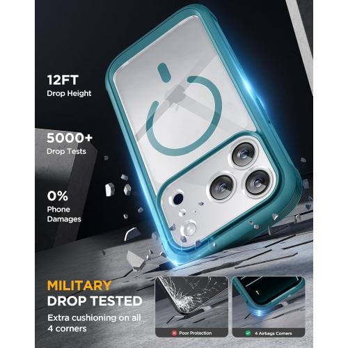 Miracase for iPhone 17 Pro Max Case 6.9 Full-Body Phone Case with Built-in Glass Screen Protector& Full Camera Protector,[Magnetic with MagSafe] Drop Proof 17 ProMax Cover, Green