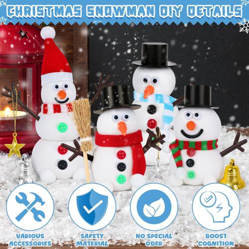 12 Pack Christmas Crafts for Kids, Build a Modeling Clay Snowman Kit, DIY Indoor Christmas Party Favors, Air Dry Clay Art Activity Present for Stocking Stuffers Party Favor Winter Holiday