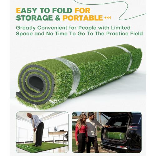 Premium Dual-Turf 5x4ft Golf Mat: Christmas Upgraded Golf Hitting Mat, Alignment & Angle of Approach Aid, Indoor/Outdoor Practice, Green,Ideal Golf Gifts