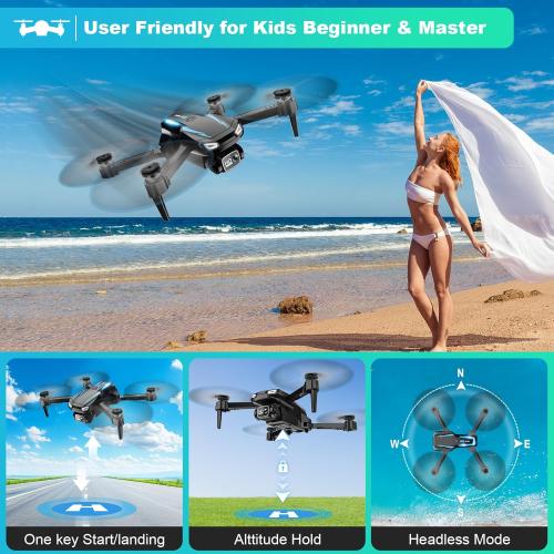 Drone with Camera, 1080P HD FPV Foldable Drone for Kids Adults beginners, Remote Control Quadcopter with Stable Hover, Gestures Selfie, Waypoint Fly, 3D Flips, One Key Start, 2 Batteries