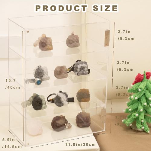 4 Shelf Clear Acrylic Display Case with Lock and Keys, Locking Display Cases for Collectibles, Acrylic Display Cabinet with Shelves for Collectibles Office Retail Store11.8 X 5.9 X 15.7 Inch