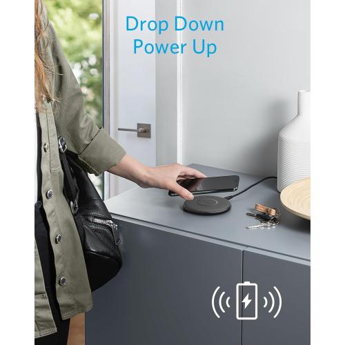 Anker 313 Wireless Charger (Pad), Qi-Certified, 10W Max Fast Charging for Samsung, Compatible with iPhone 16 Plus/15 Plus/14 Plus/12, AirPods (No AC Adapter, Not MagSafe Magnetic Charging Compatible)
