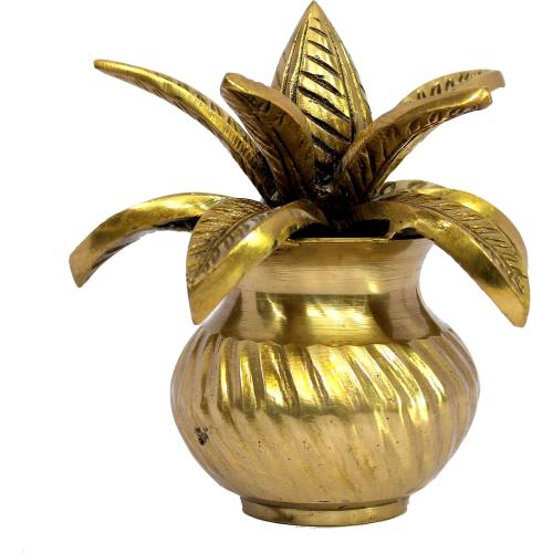 eSplanade Brass Decorative Kalash with Coconut for Puja Temple Laxmi Ganesh Crafted Kalasha - 5.75 inches