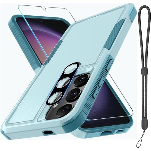 RMOCR Case for Samsung Galaxy S25 Plus, Full Body Heavy Duty Rugged Shockproof Protective Phone Cover with Lanyard Strap, Tempered Glass Screen Protector and Camera Lens Cover, Mint Green | Full Body, Heavy Duty, Rugged, Shockproof, Protective, with Lanya
