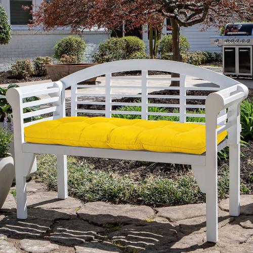 Tufted Bench Cushions for Outdoor Furniture, 44 x 19 Porch Swing Cushions Filled with Foam, Overstuffed Patio Cushions for Bench Loveseat with 2-3 Seats,Thick and Water Resistant, Yellow