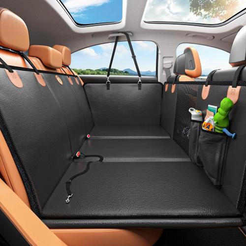 Color Black Back Seat Extender for Dogs, Waterproof Dog Car Seat Cover for Back Seat with Hard Bottom, 2025 Upgraded Material, Anti Scratch, Safer, Easy to Use and Clean, Holds 400lbs