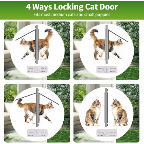 Quick-Fit Cat Door for Window of 23''-28'' Adjustable Width with Magnetic Auto Closure, Aluminum Frame Pet Door for Window Insert, Suitable for Most Medium Cats & Small Dogs (S: 23''-28'')