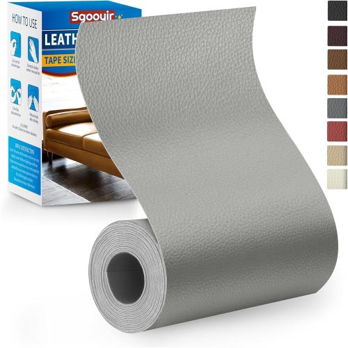 Leather Repair Patch Tape Kit, 4 x 63 Self Adhesive Leather Repair Patch for Furniture, Vinyl Leather Repair Kit for Car Seat, Chairs, Couch, Sofa, Boat Grey