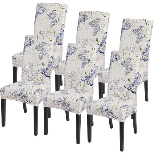 SearchI Dining Room Chair Covers Set of 6, Stretch Printed Parsons Chair Slipcovers Spandex Removable Washable Kitchen Chair Protector Cover for Dining Room, Hotel, Ceremony (Butterfly Pattern)