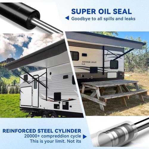 ARANA 280343 RV Awning Gas Struts, 260282 24 inch Gas Shocks, 124 to 140Lbs Lift Support Compatible with Solera Power RV Camper Awning Arms Domtic Weather Pro Awning, Set of 1