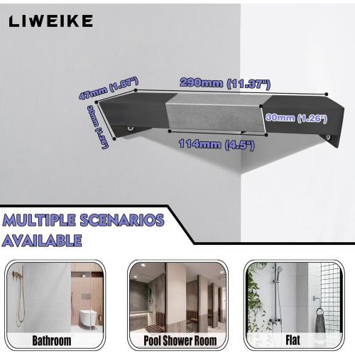 LIWEIKE Shower Foot Rest for Shaving Legs Non-Slip Scrub Corner Shower Footrest Bar Sturdy Stainless Steel Bathroom Stool for Shower to Shaving Legs Square, Matte Black