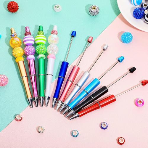Yexiya 10 Pieces Beadable Pens Bulk with 40 Pcs Assorted Colors Beads for DIY Pen Making Kit Black Ink for Students, Teachers, School Supplies, Office Item(Bright Color,Fresh Style)