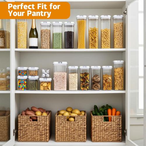 Airtight Food Storage Containers with Lids 7 pcs Plastic Kitchen and Pantry Organization Canisters for Cereal, BPA Free Kitchen Canisters for Spaghetti, Pasta, Dry Food, Flour and Sugar
