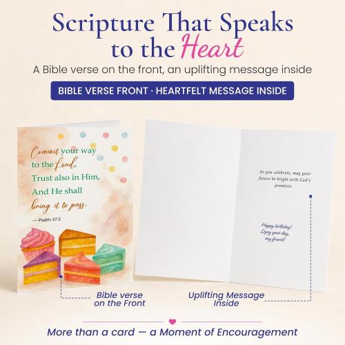 50 Unique Religious Birthday Cards with Envelopes - 4 x 6