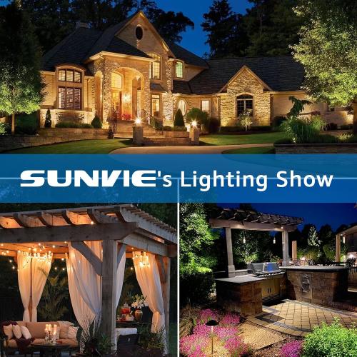 SUNVIE 200W Landscape Lighting Transformer Outdoor Low Voltage Landscape Transformer with Timer and Photocell Sensor Waterproof 120V to 12V/14VAC Low Voltage Transformer for Landscape Garden Lights